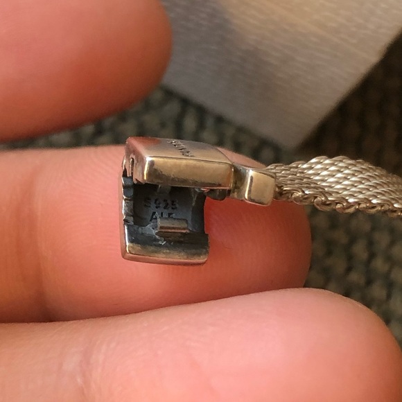 PANDORA Reflection Bracelet w/ Heart & Safety Chain Clip Charm Size: 6.3 " - Picture 11 of 12